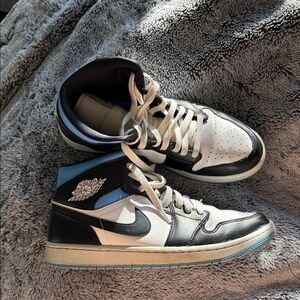 Jordan 1 Women’s Black, White, and Blue Sneakers